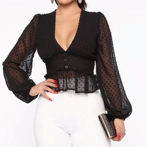 FASHION NOVA Dressing For Success Chiffon Top